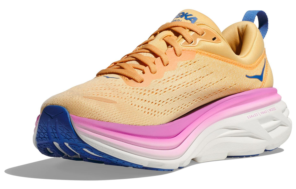 HOKA ONE ONE Bondi 8 Bondi 8 casual lace-up daily shock absorption non-slip wear-resistant low-cut casual running shoes women's orange powder