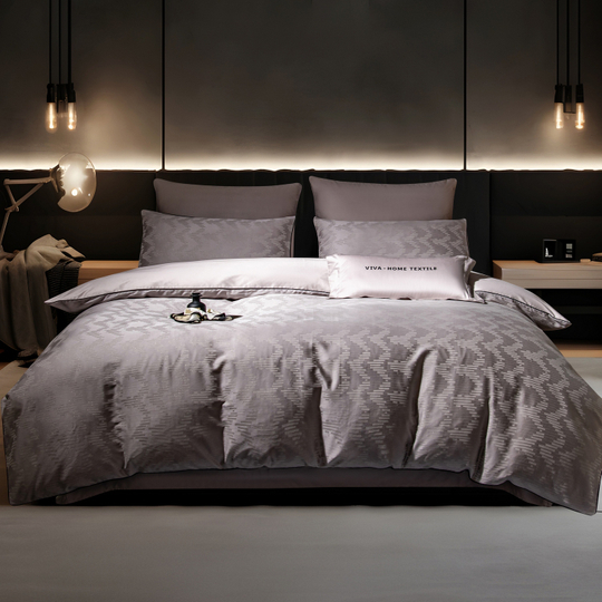 Комплект постельного белья на резинке Сатин-Жаккард Тессоро «Серебряный ритм»