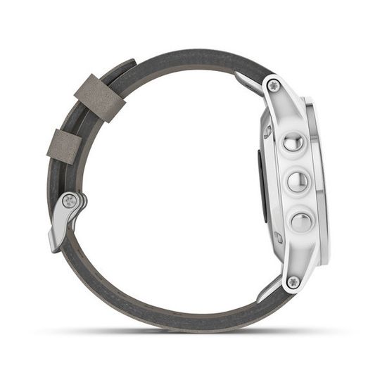 Женские мультиспортивные часы Garmin Fenix 5S Plus Sapphire - белые с замшевым ремешком 010-01987-05