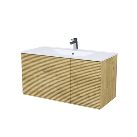 Тумба с умывальником IDDIS Bild, подвесная, 100 см, дуб светлый, BIL10V0i95K