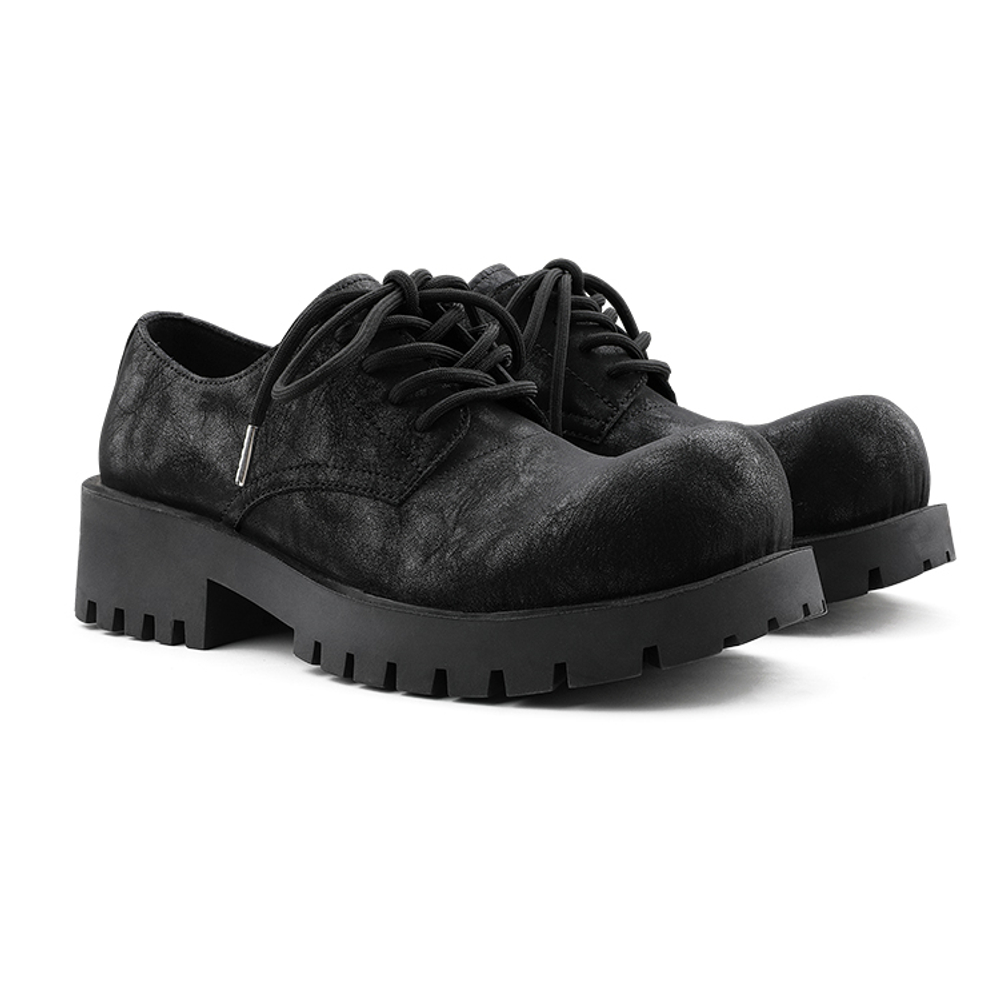 HANQIAORIJI Black Blood Collection Cow Split Leather Casual Shoes Men"s Black