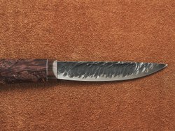 Якутский нож "Амга", сталь Х12МФ, рукоять коричневая стабилизированная карельская береза / акрил агат