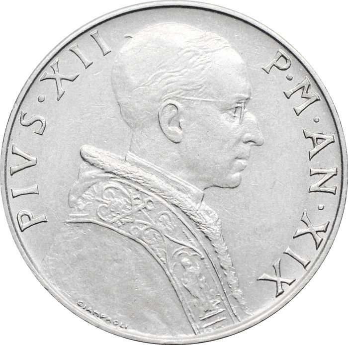 50 лир 1957 Ватикан XF