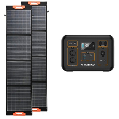 Портативная электростанция Wattico 2200 LIGHT, с двумя солнечными панелями
