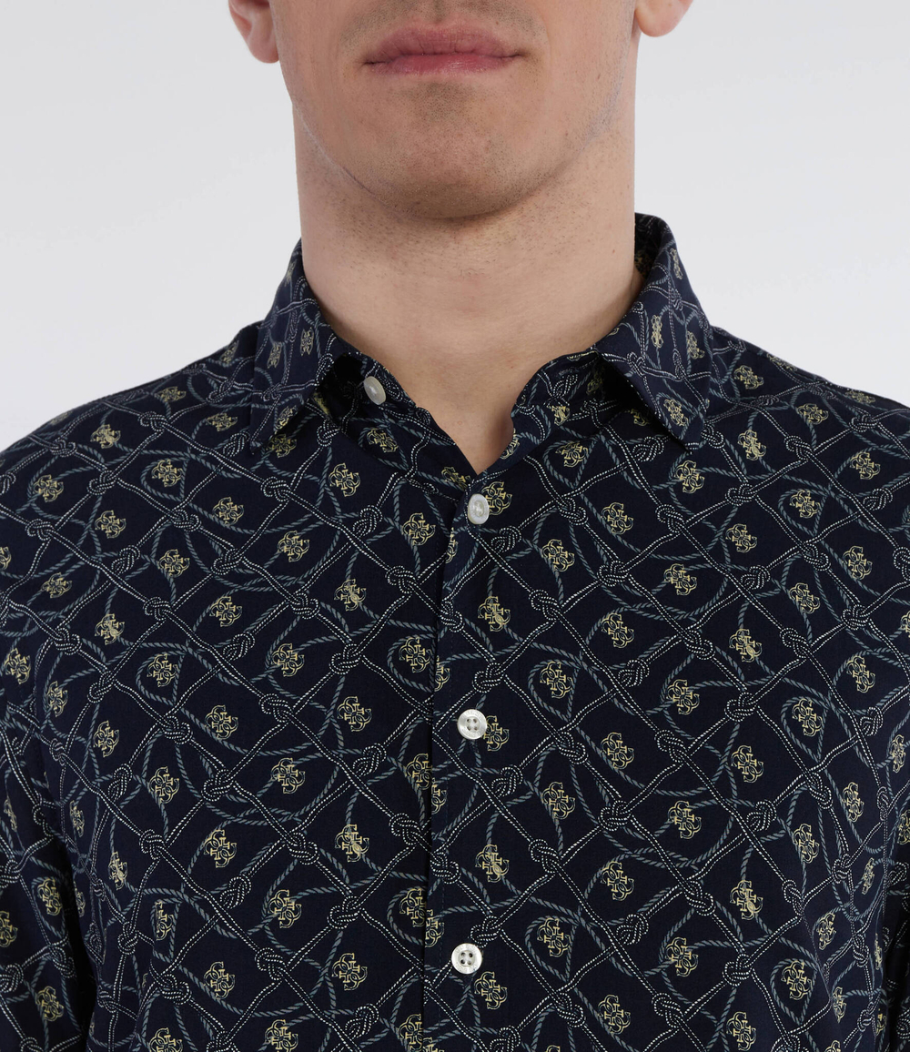 Рубашка SS COLLIN AOP GUESS - темно-синий(M4GH24 WO089)