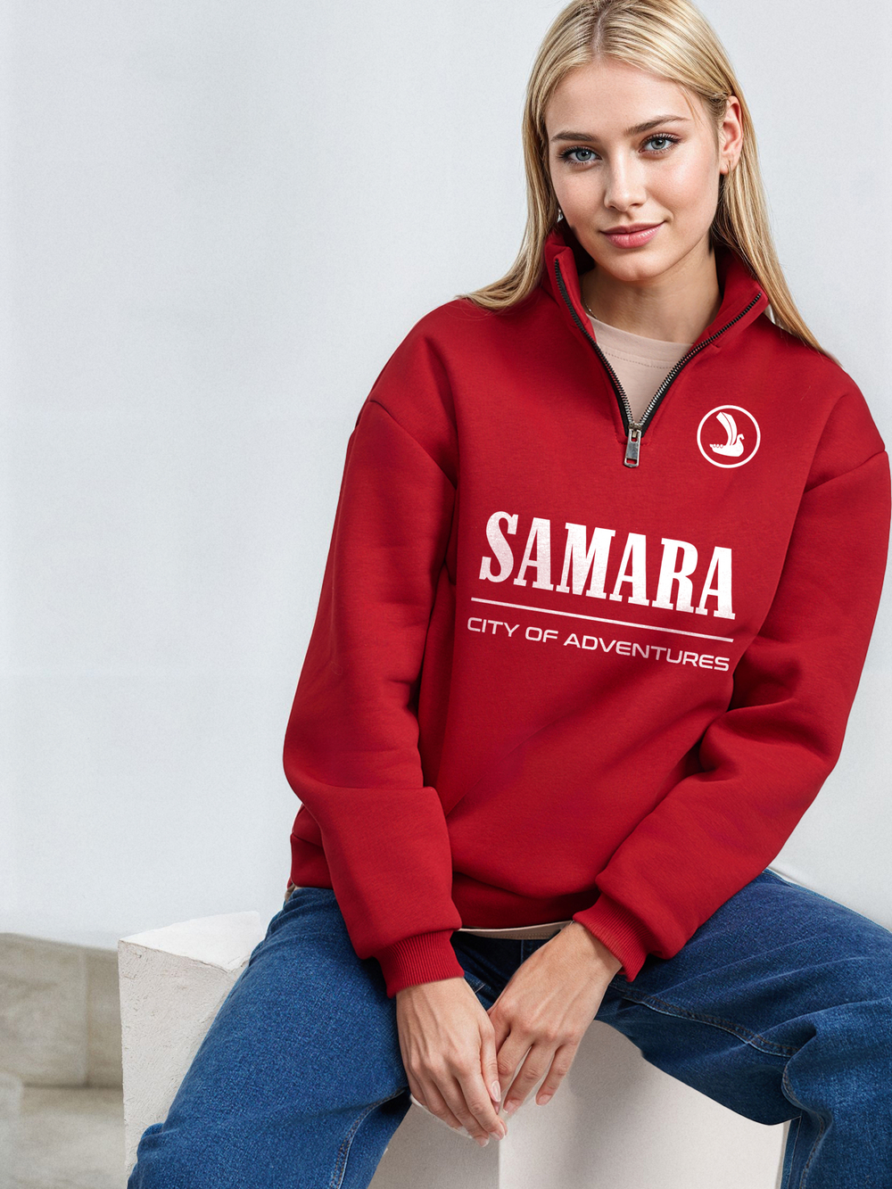 Толстовка женская с зип-воротником "Samara" красный