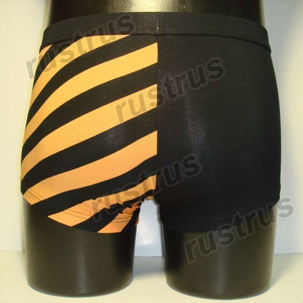 Мужские трусы боксеры черные с оранжевым PLAYBOY PB012