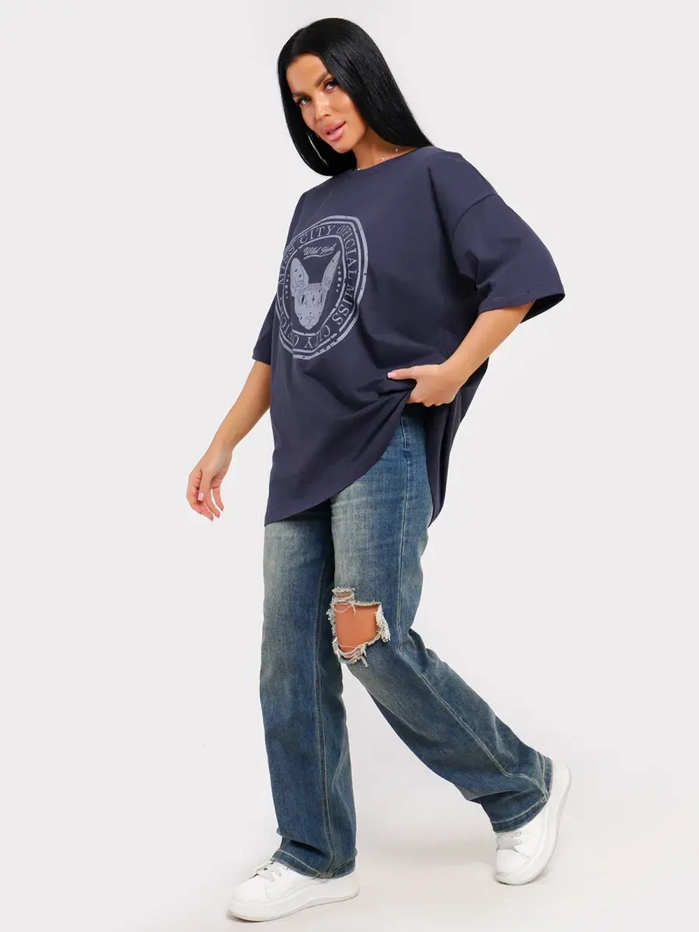 Футболка оверсайз больших размеров принт