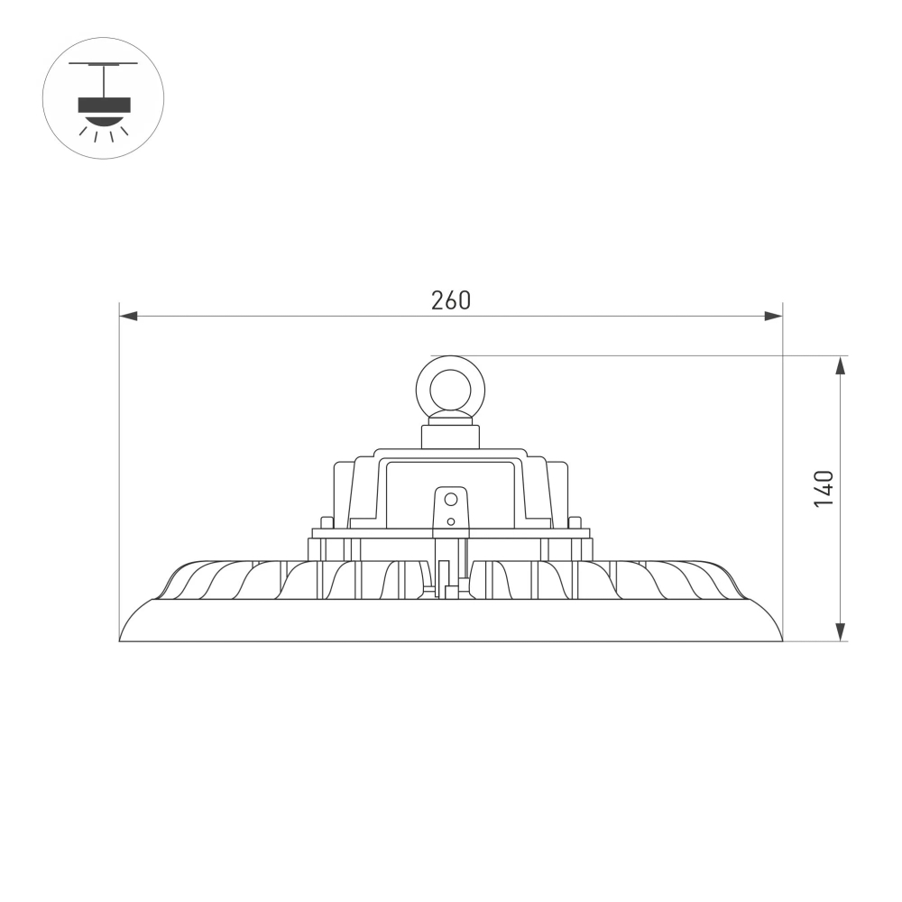 Светильник SP-ARIVA-DIM-R260-100W White5000 (BK, 60 deg, 230V, 0-10V) (Arlight, IP65 Металл, 5 лет) 052866