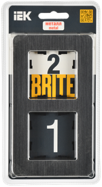 BRITE Рамка 2-местная РУ-2-1-Бр металл черный RE AL IEK