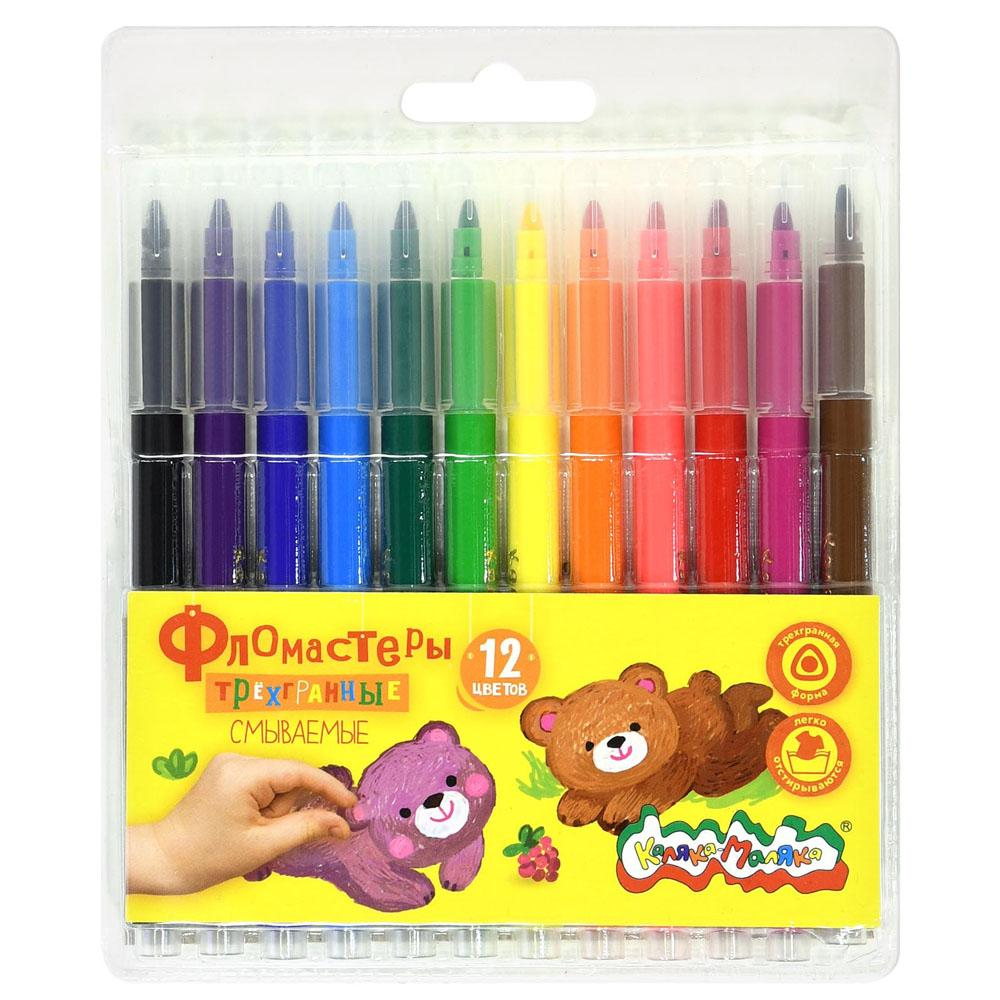 Фломастеры 12 цв. 3-х гран. блист. (Каляка-Маляка)