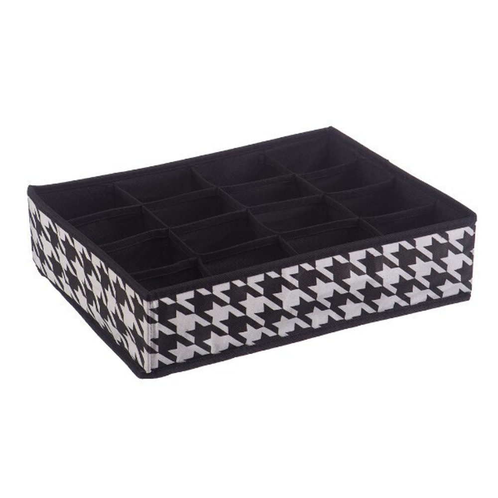 Короб-органайзер "Пепита" 16 секций, Д350 Ш270 В90, черно-белый