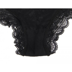 Трусики бразилиана Floral Lace, черные, XS-S