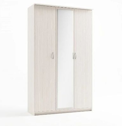 Шкаф 3-х створчатый Дуэт Люкс с зеркалом Бодега белая