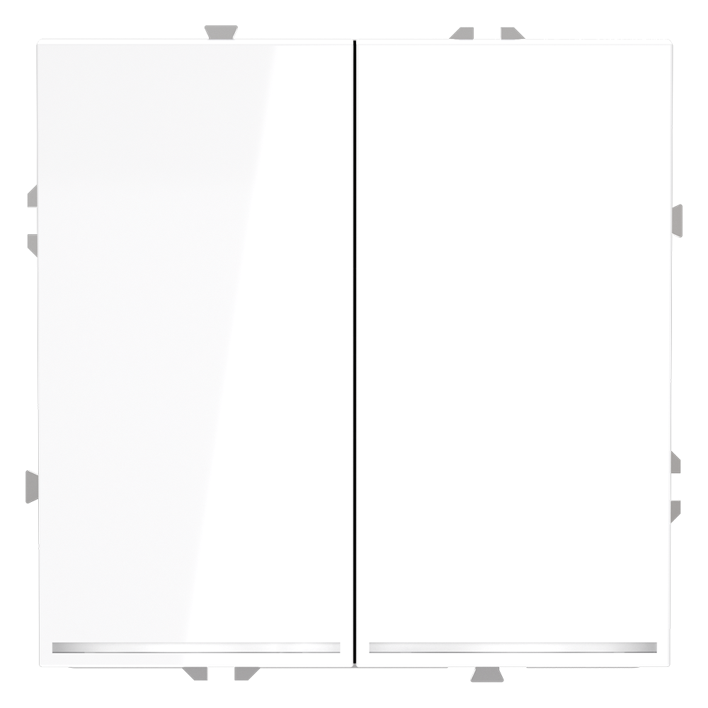 Выключатель встраиваемый VOLTUM S70 двухклавишный с подсветкой 10А, (белый глянцевый)