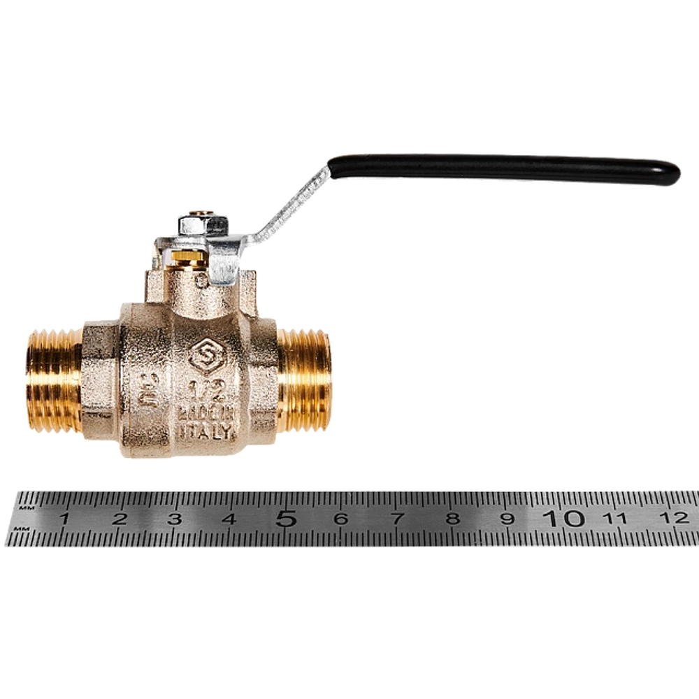 Кран шаровой полнопроходной STOUT - 1/2" (НР/НР, PN40, Tmax 150°C, ручка-рычаг черная)