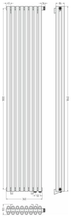 Сунержа Эстет-00 EU50 1800х360 8 секций