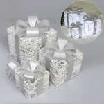 Фигура светодиодная «Волшебный подарок» (набор 3 шт: 15см, 20см, 25 см) 220V, Серебро (свечение белое)