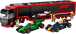 Конструктор LEGO City 60445 Грузовик с автомобилями RB20 и AMR 24 F1