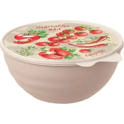 МИСКА С КРЫШКОЙ С ДЕКОРОМ WAVE 2,8Л (Бежевый)