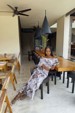 Юбка макси из сетки стрейч цвета кофе