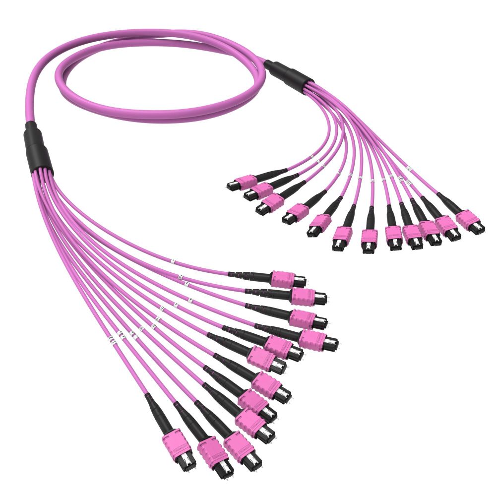 Оптическая магистральная сборка 144 ОВ 50/125 OM4, 12xMTP PRO(12)m/12xMTP PRO(12)m, тип В, 100 м