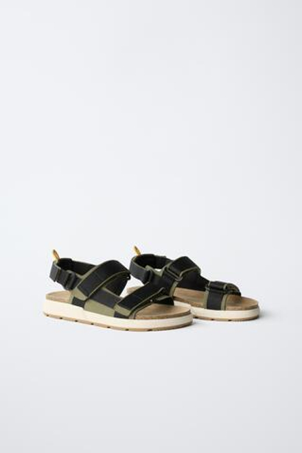 ZARA ТЕХНИЧЕСКИЕ САНДАЛИИ, ЗЕЛЕНЫЙ ХАКИ