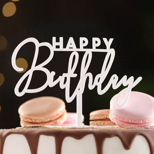 Топпер Happy Birthday, белый глянец