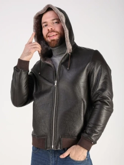 Дубленка натуральная куртка зимняя с капюшоном шуба