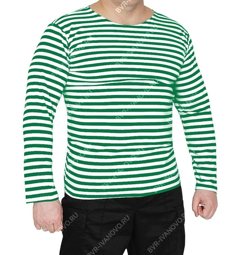 Тельняшка Зелёная полоса( Интерлок хлопок)