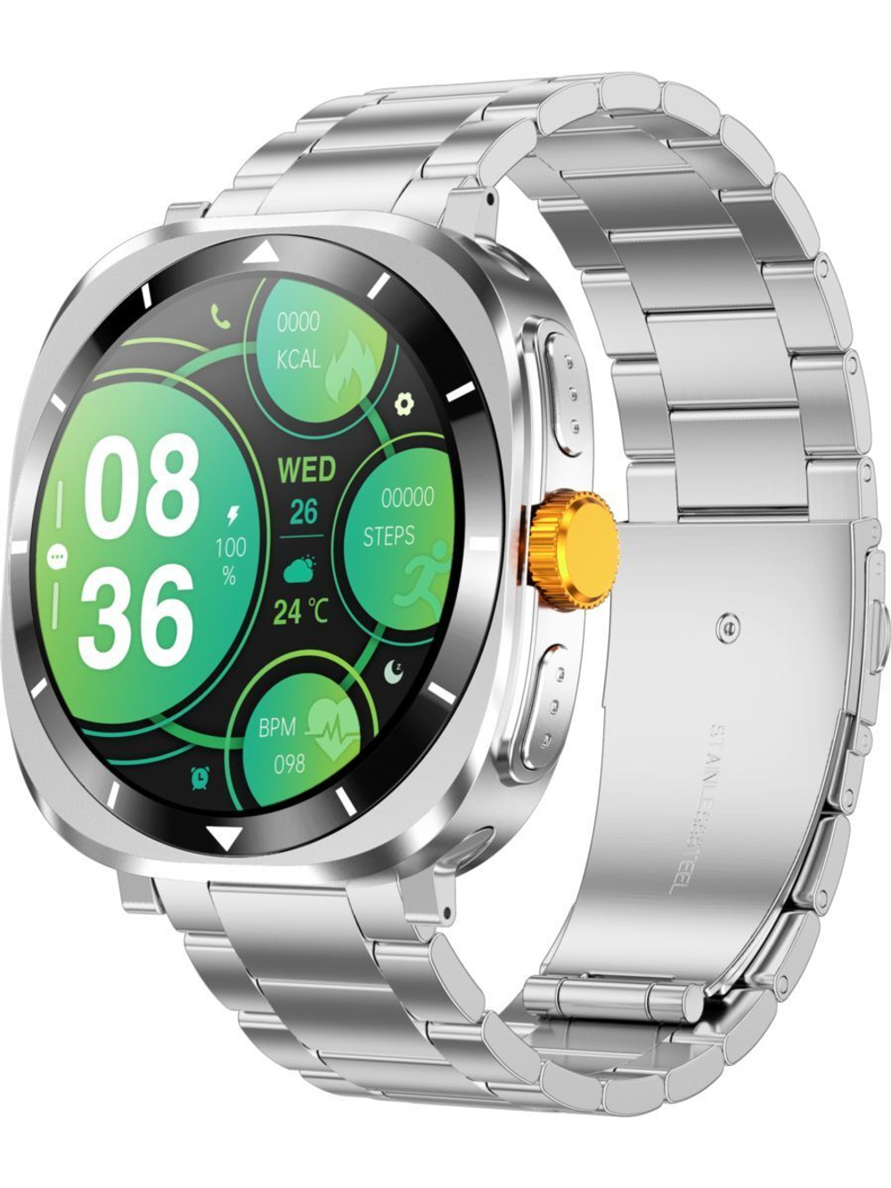 Смарт часы PARASMART CUBE F7 Ultra (металлический блочный браслет, серебристый)