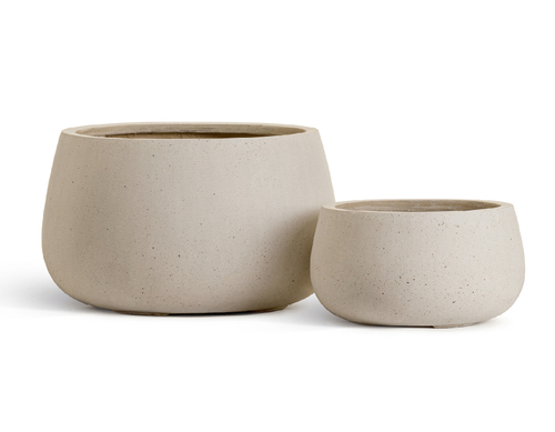 Кашпо TREEZ Effectory Beton Низкая чаша Белый песок в-18 см, д-34 см 41.3321-02-071-BE-34