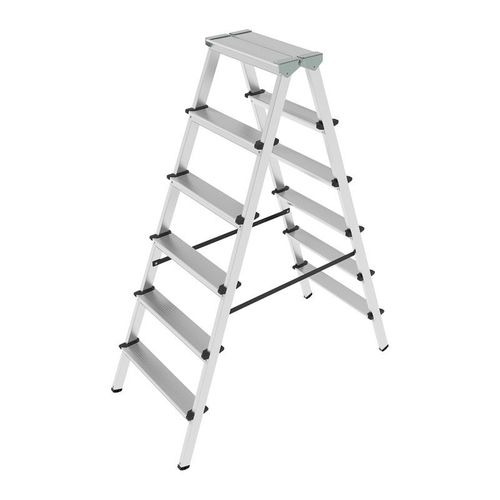 Стремянка двусторонняя 6 ступеней алюминиевая