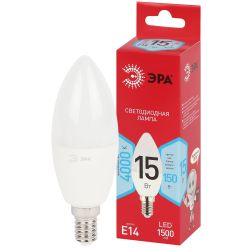 Лампа светодиодная ЭРА RED LINE LED B35-15W-840-E14 R 15Вт свеча нейтральный белый свет Е14 | Лампы cветодиодные Свеча (B/C)