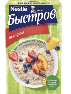 Каша овсяная Ассорти (черника, клубника, персик ) 240г * 3шт