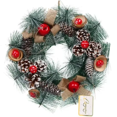 Венок декоративный «Чудо» d-30 см Леска, шишки и ягоды