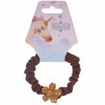 Резинки для волос 1шт «Франка», цвет коричневый, цветочек золотое, d-5,5см