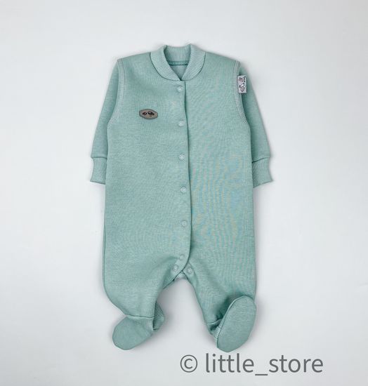 Комбинезон из футера с начесом "Смайлики" Снежная мята