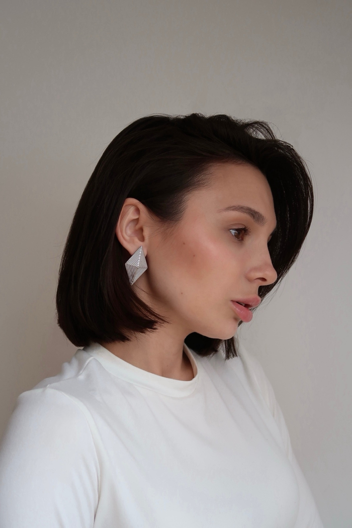 Серьги РОМБ silver