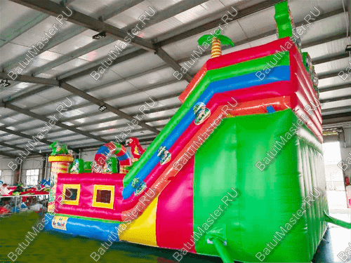 Коммерческий надувной батут "Дружная компания с окнами", 8*6*5,5 m