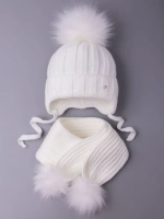Шапка детская зимняя с помпоном и шарф