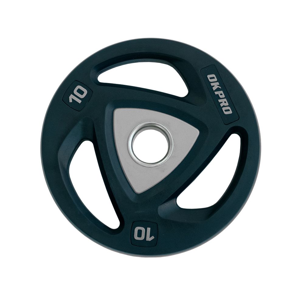 Диск олимпийский полиуретановый 10 кг OKPRO серый лого
