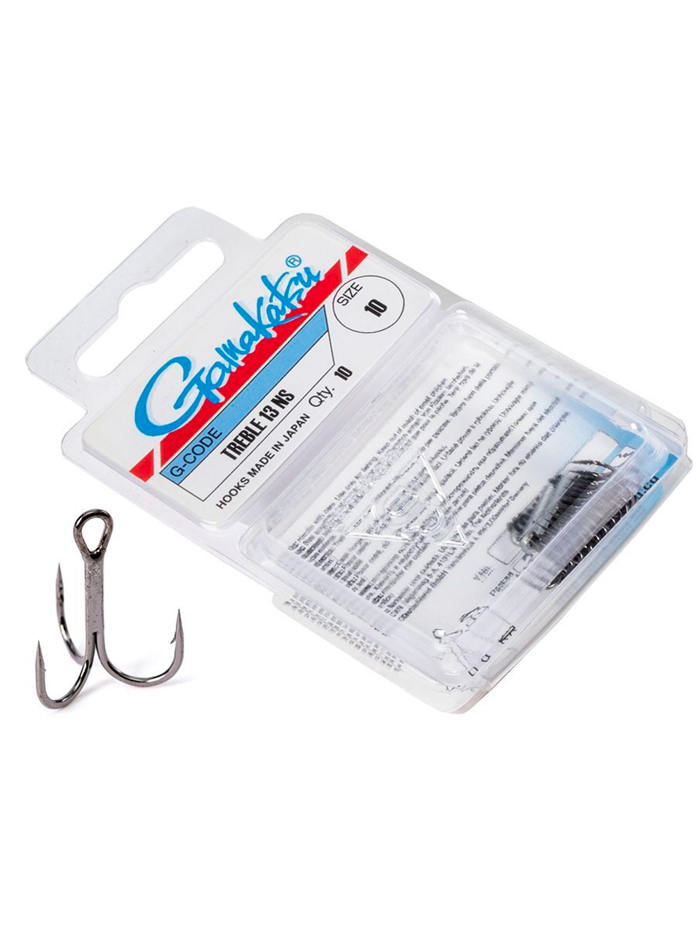 Крючки-тройники Gamakatsu 13NS TREBLE HOOKS BLACK размер 10 (упк.10шт.)