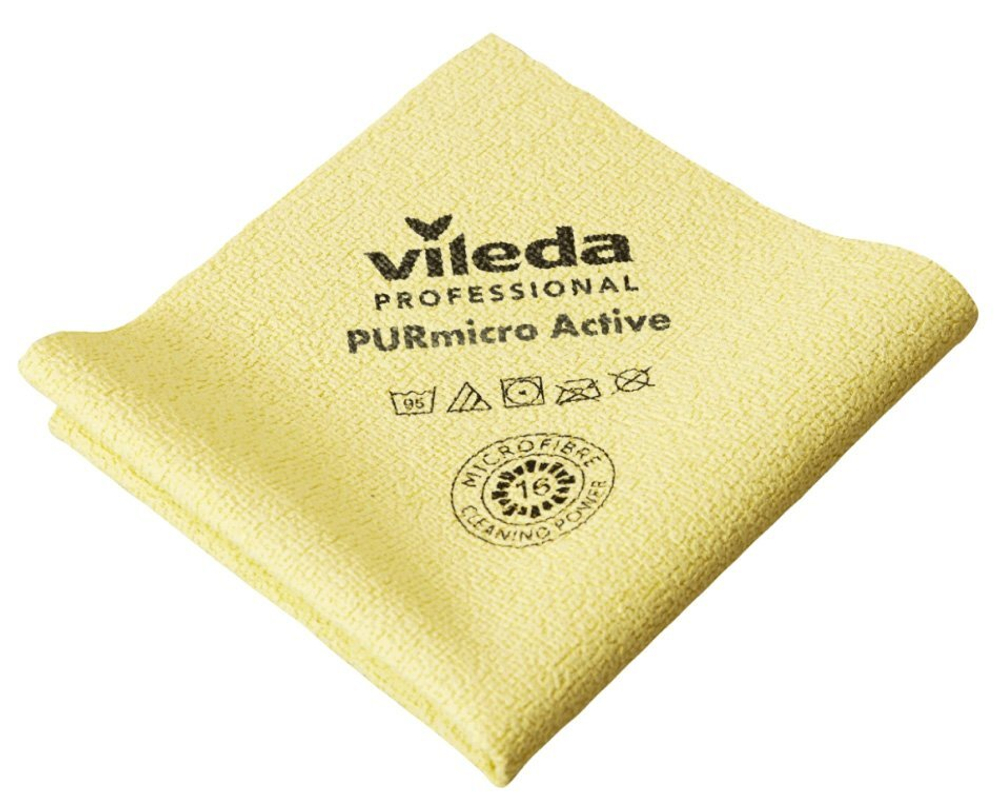 Салфетка ПУРмикро Актив Vileda, 38х35 см, желтая, 5 штук в упаковке