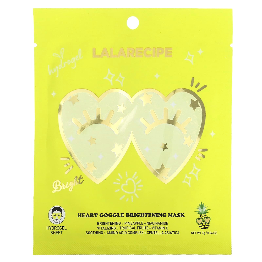 Lalarecipe, Heart Google, осветляющая маска для лица, 1 листовая маска, 7 г (0,24 унции)