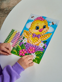 Аппликация бусинами «Цыплёнок», 18×25 см, набор для творчества