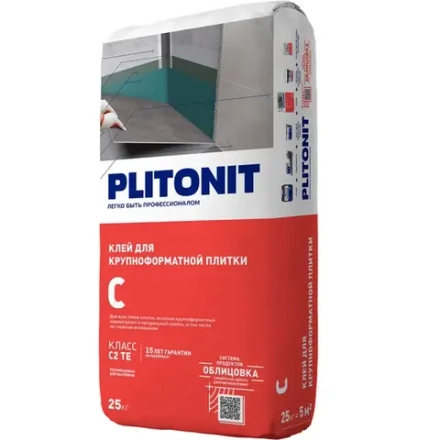 Клей для плитки/ керамогранита/ камня Plitonit С для облицовки сложных поверхностей серый класс C2 TE 25 кг