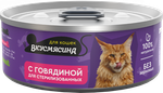 Корм консервированный для стерилизованных кошек ВКУСМЯСИНА с говядиной 24*100 г