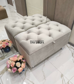 Банкетка светло-серый ВЕЛЮР с нишей для хранения