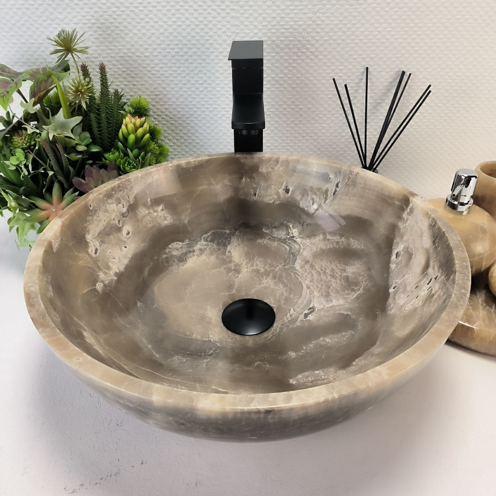 Каменная раковина из оникса Bowl Grey Medium TinLip BO-02931 (45*45*15) 43